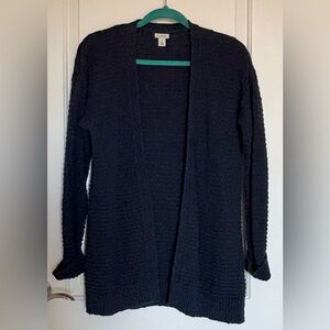 L.L. Bean Women's Navy Textured Cotton Cardigan